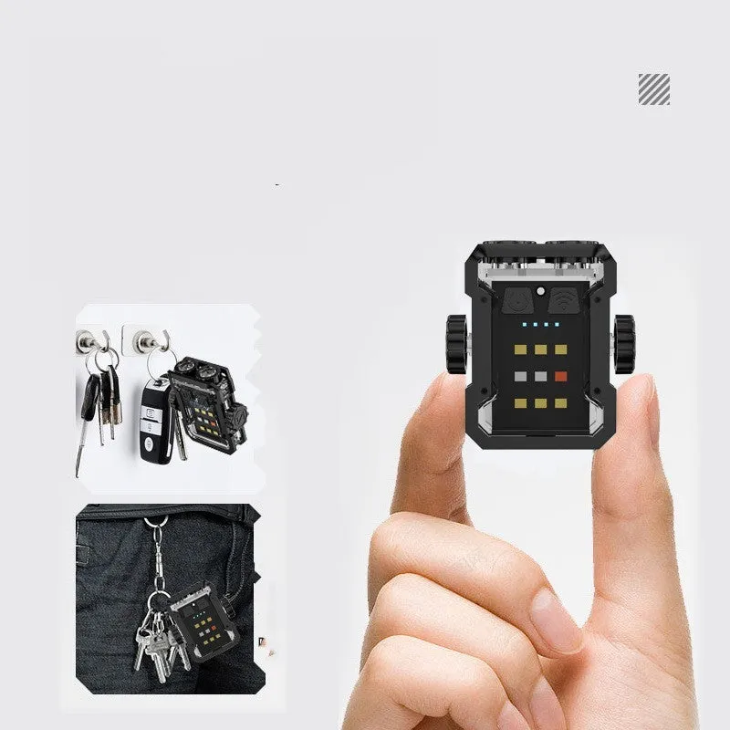 Black aluminium alloy keychain flashlight with Type-C charging port