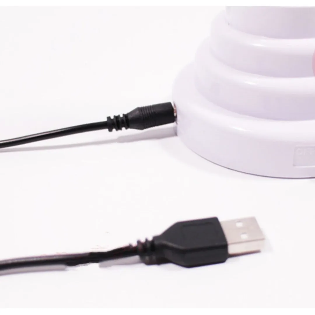 Minimalist bamboo-shaped desktop lamp with USB cable and green illumination