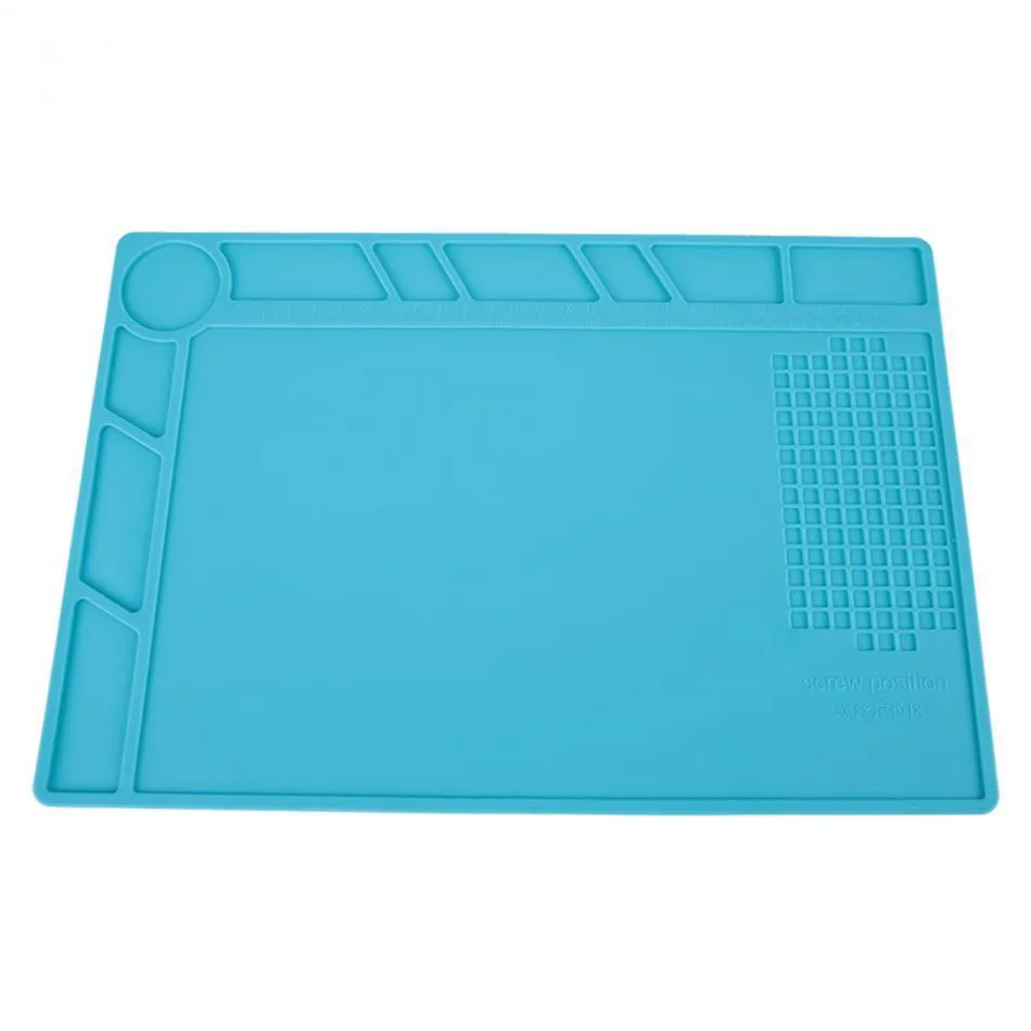 Blue silicone watch repair desk mat with anti-skid surface for timepiece maintenance