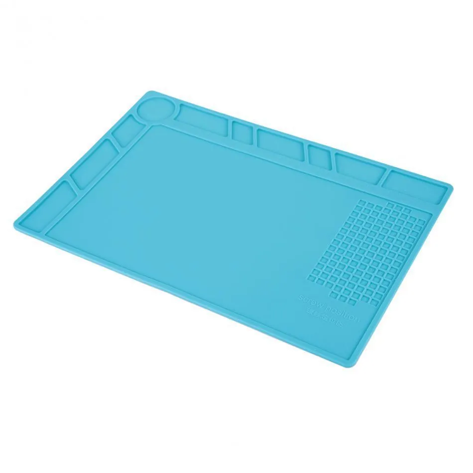 Blue silicone watch repair desk mat with anti-skid surface for timepiece maintenance