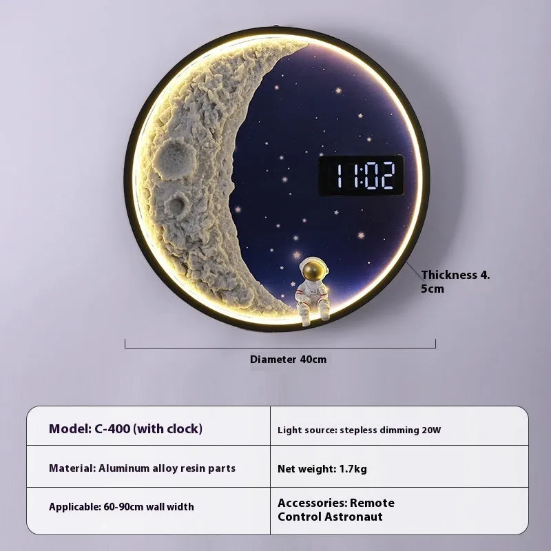 40cm circular moon wall lamp with LED backlight and black metal frame