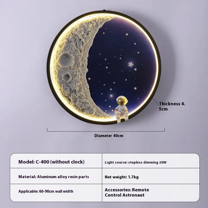40cm circular moon wall lamp with LED backlight and black metal frame