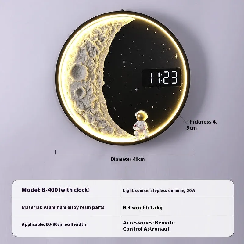 40cm circular moon wall lamp with LED backlight and black metal frame