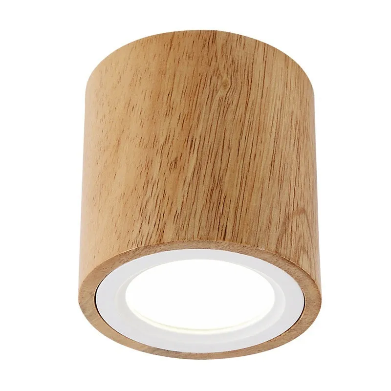 Solid wood surface mounted downlight in round and square shapes for corridor or balcony.