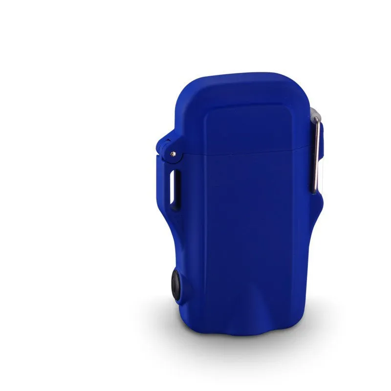 USB rechargeable windproof plastic lighter with built-in LED flashlight in multiple colours