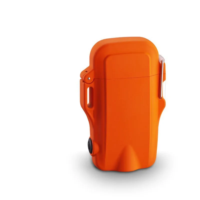 USB rechargeable windproof plastic lighter with built-in LED flashlight in multiple colours