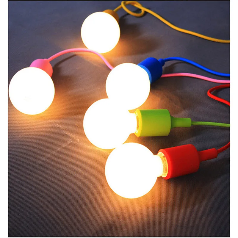 E26/E27 silicone pendant lamp holder with adjustable cord in multiple colour options
