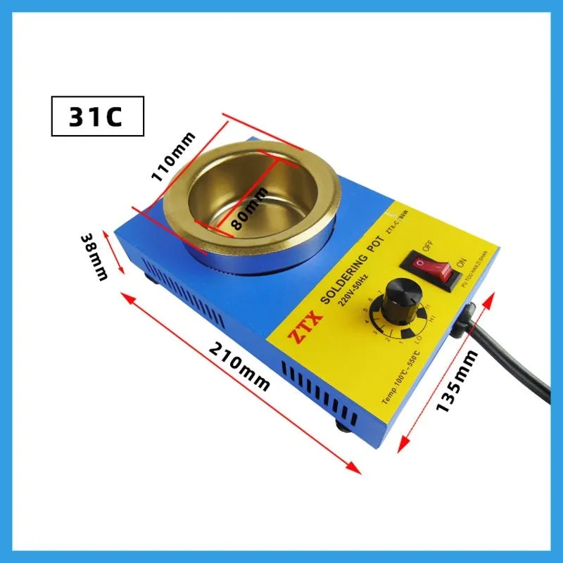 Desktop thermostat-controlled tin melting furnace with temperature adjustment dial and titanium-plated heating elements