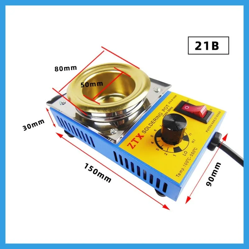 Desktop thermostat-controlled tin melting furnace with temperature adjustment dial and titanium-plated heating elements