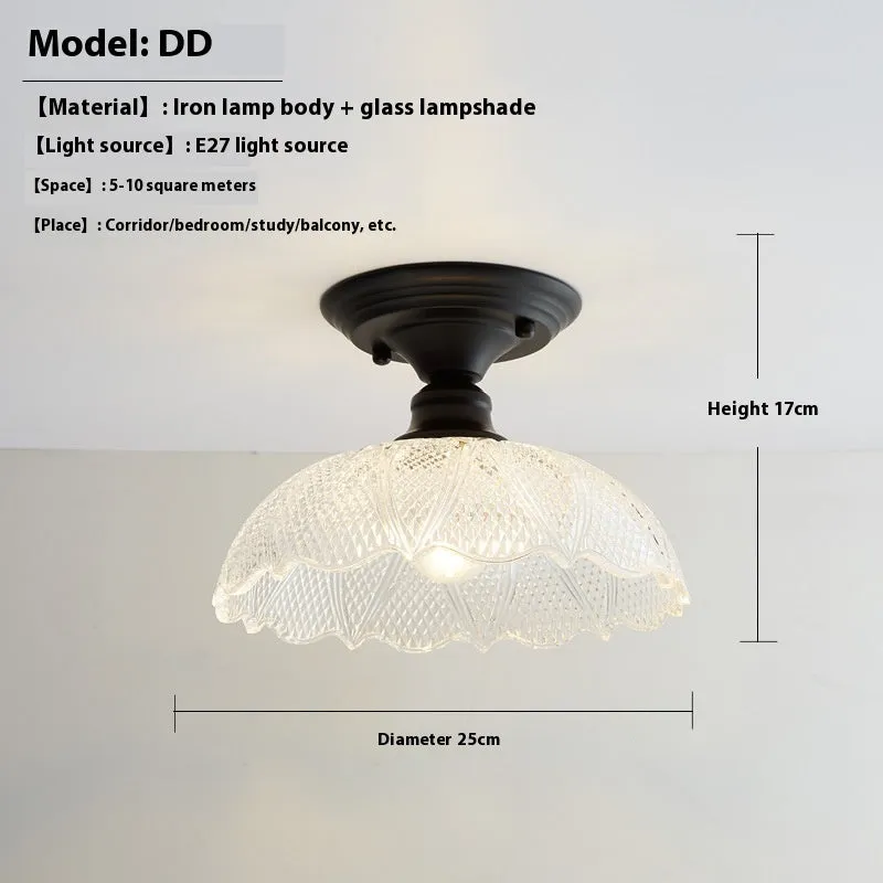 American retro single-head pendant lamp with glass cover for ceiling mounting.
