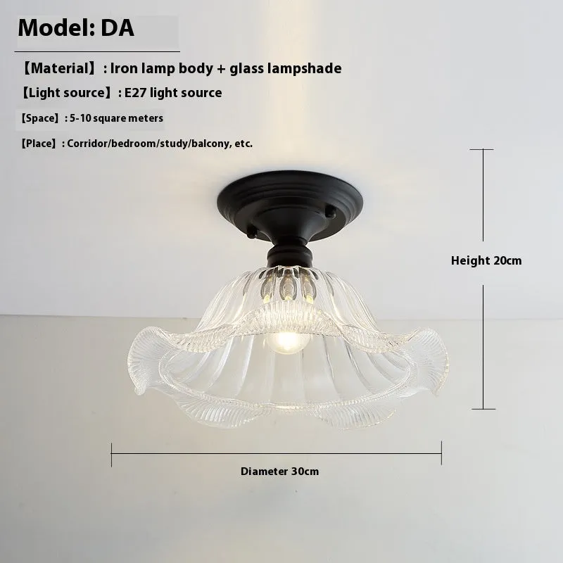 American retro single-head pendant lamp with glass cover for ceiling mounting.