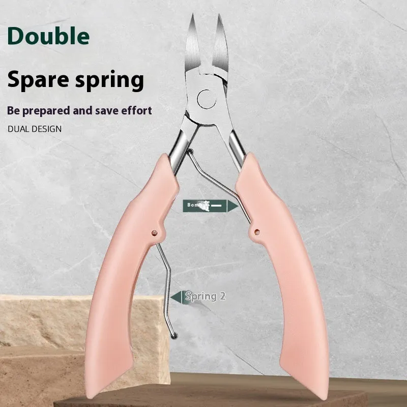 Bevel groove nail slot pliers in black, red, blue, pink and white colours on a white background.