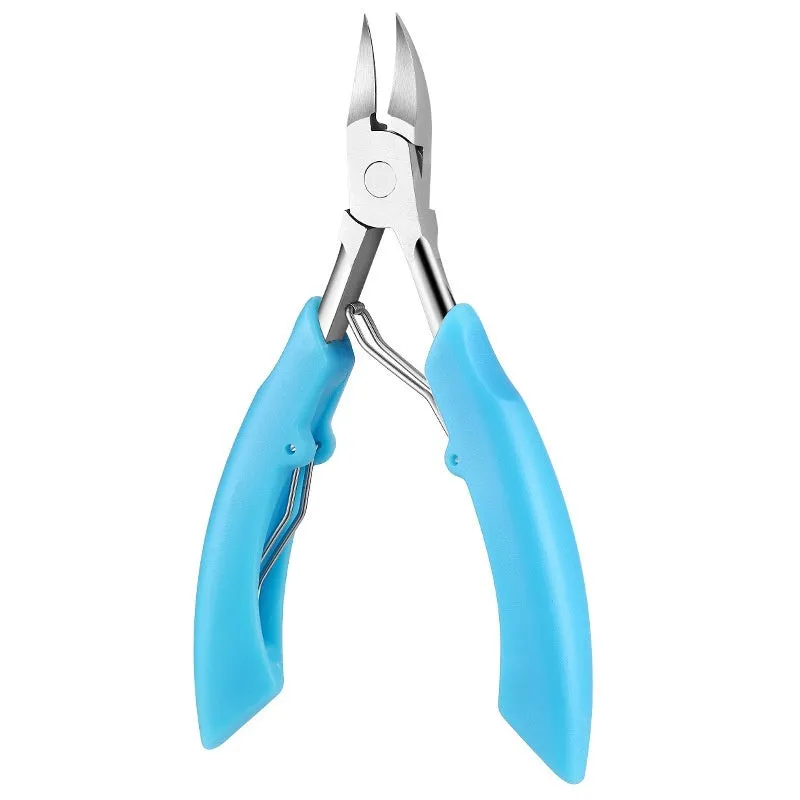 Bevel groove nail slot pliers in black, red, blue, pink and white colours on a white background.