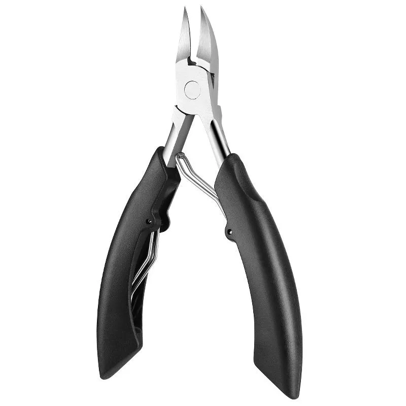 Bevel groove nail slot pliers in black, red, blue, pink and white colours on a white background.