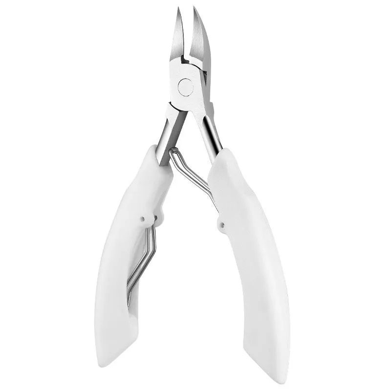 Bevel groove nail slot pliers in black, red, blue, pink and white colours on a white background.