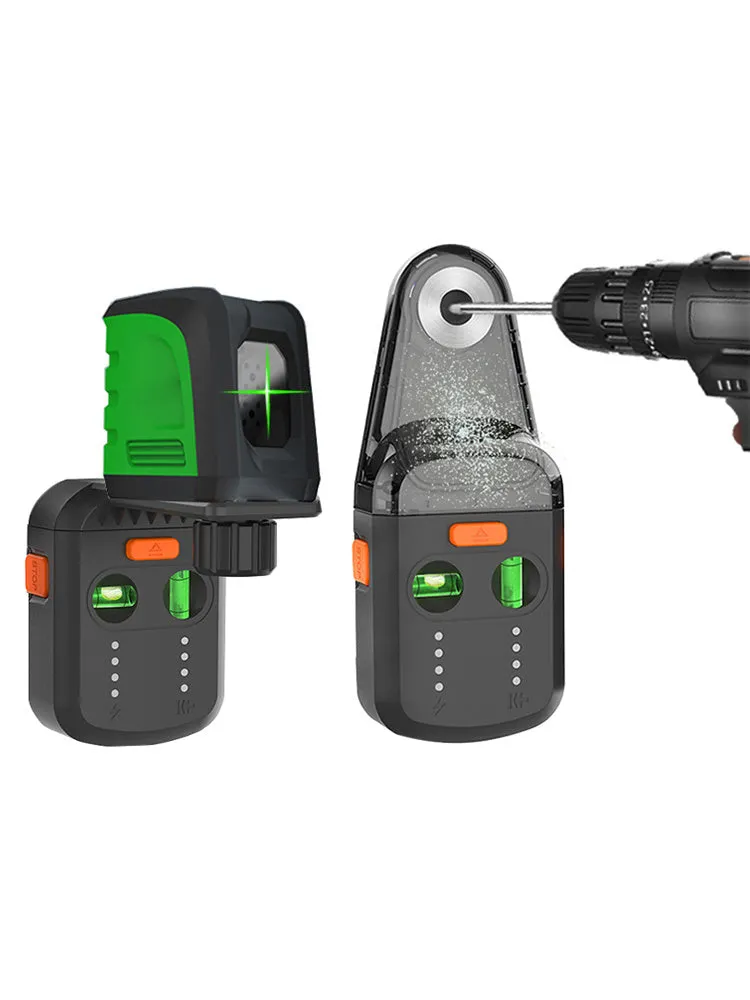Electric hammer drill dust collector bracket with red laser level, 77x52x190mm size with rechargeable battery