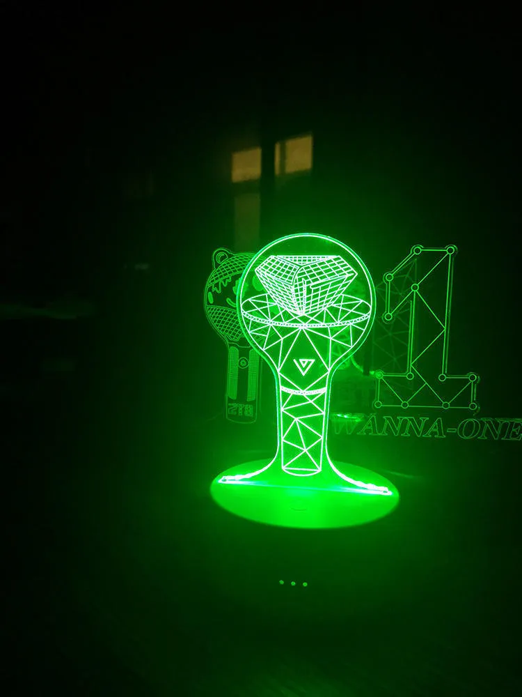 Acrylic transparent display stand holding BTS Light 101 Tower Gem building lamp
