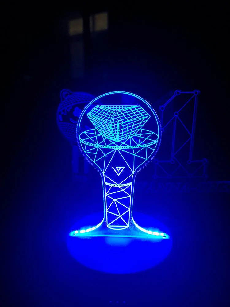 Acrylic transparent display stand holding BTS Light 101 Tower Gem building lamp