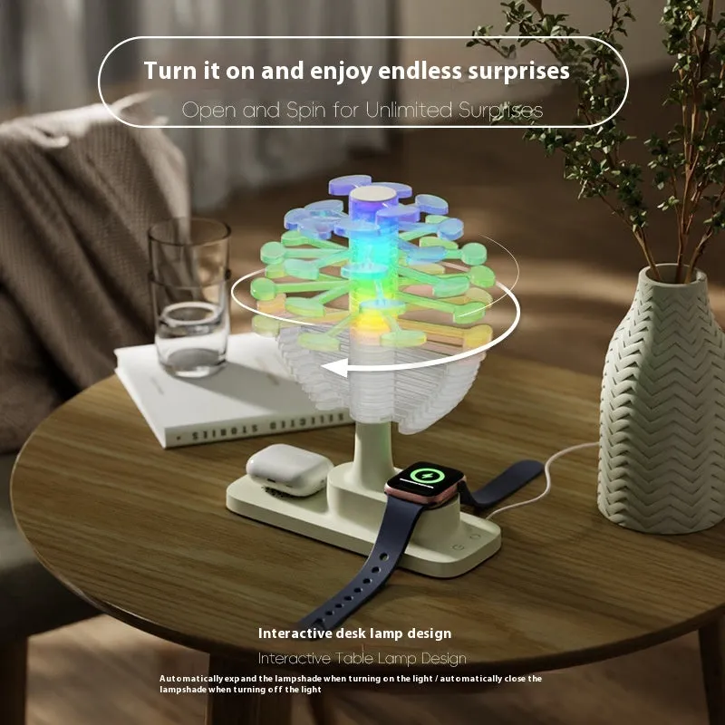 Spiral tree design LED table lamp with geometric modelling in white colour