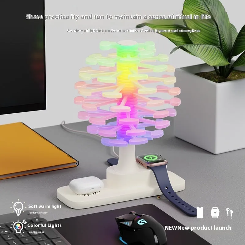 Spiral tree design LED table lamp with geometric modelling in white colour