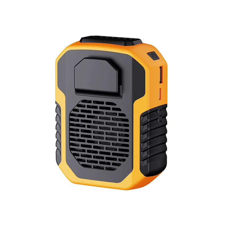 Green leafless waist hanging fan with USB charging port for outdoor sports cooling