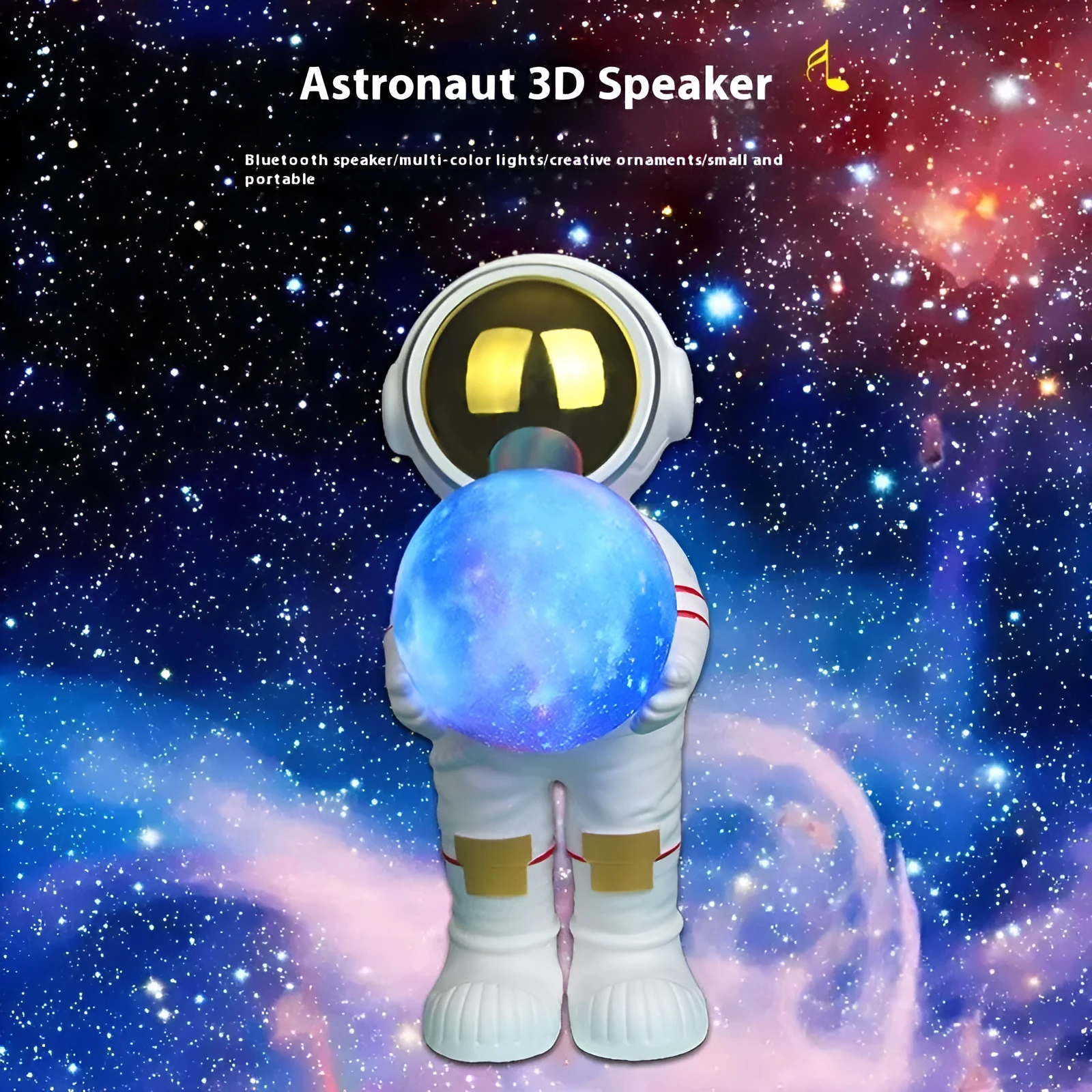 Spaceman Starry Sky Projection Lamp showing star projection effect and Bluetooth speaker