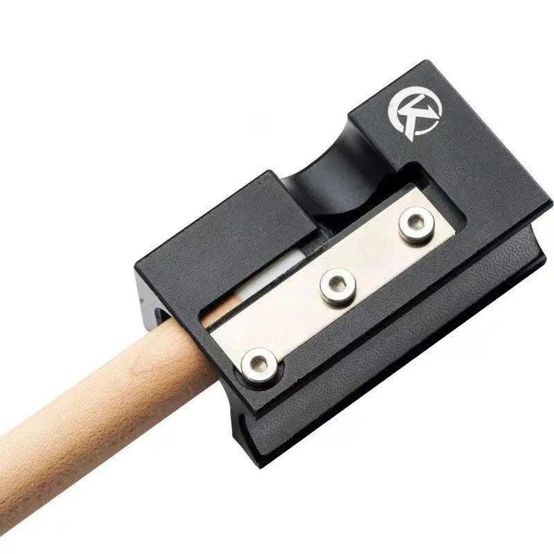 Black all-metal billiard cue leather tip repair device for snooker and pool cue maintenance