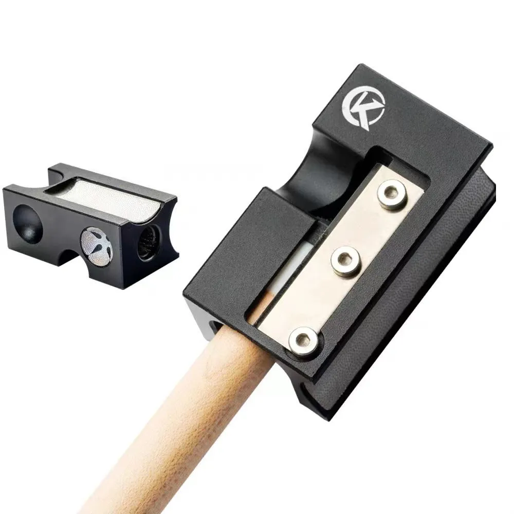 Black all-metal billiard cue leather tip repair device for snooker and pool cue maintenance