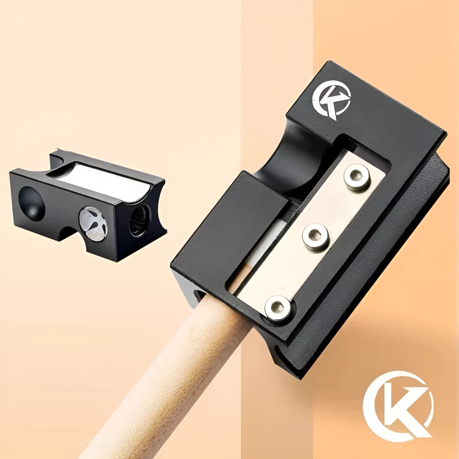 Black all-metal billiard cue leather tip repair device for snooker and pool cue maintenance