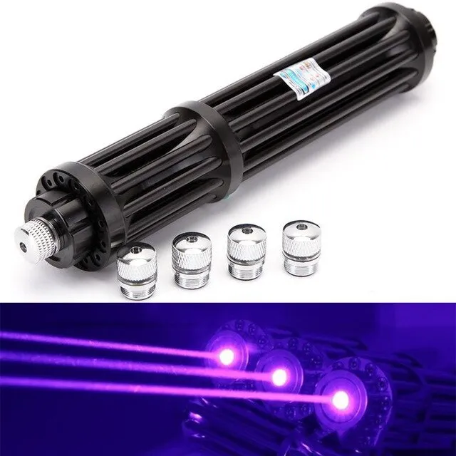 Black anodised aluminium tactical flashlight with laser indicator in B017 blue style