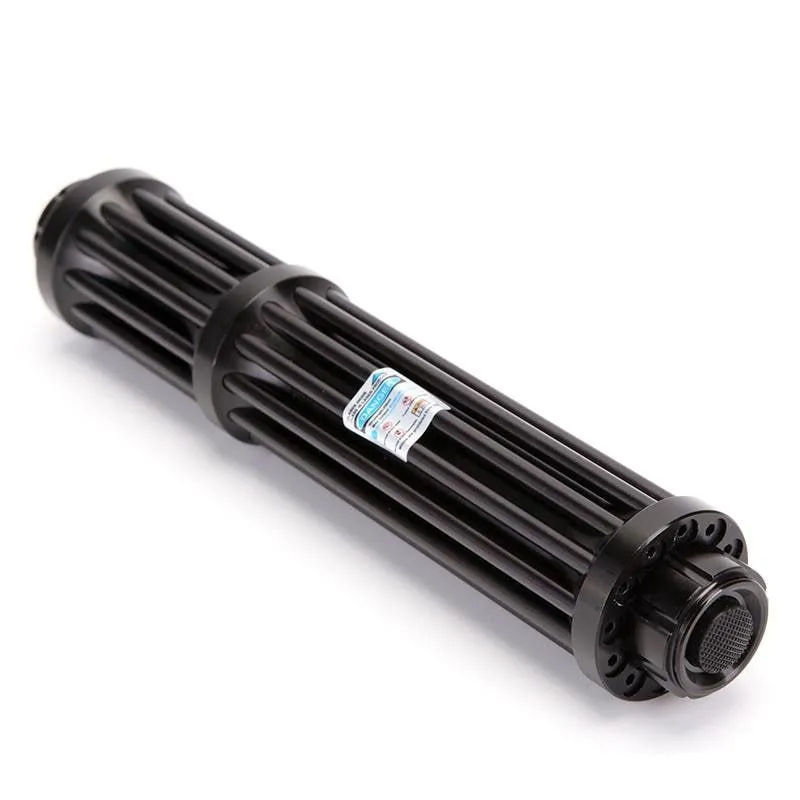 Black anodised aluminium tactical flashlight with laser indicator in B017 blue style