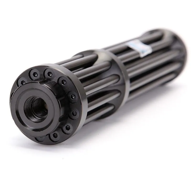 Black anodised aluminium tactical flashlight with laser indicator in B017 blue style