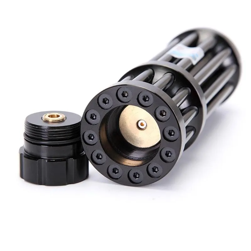 Black anodised aluminium tactical flashlight with laser indicator in B017 blue style