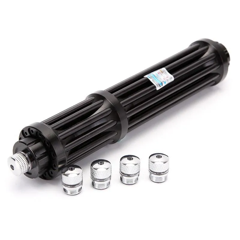Black anodised aluminium tactical flashlight with laser indicator in B017 blue style