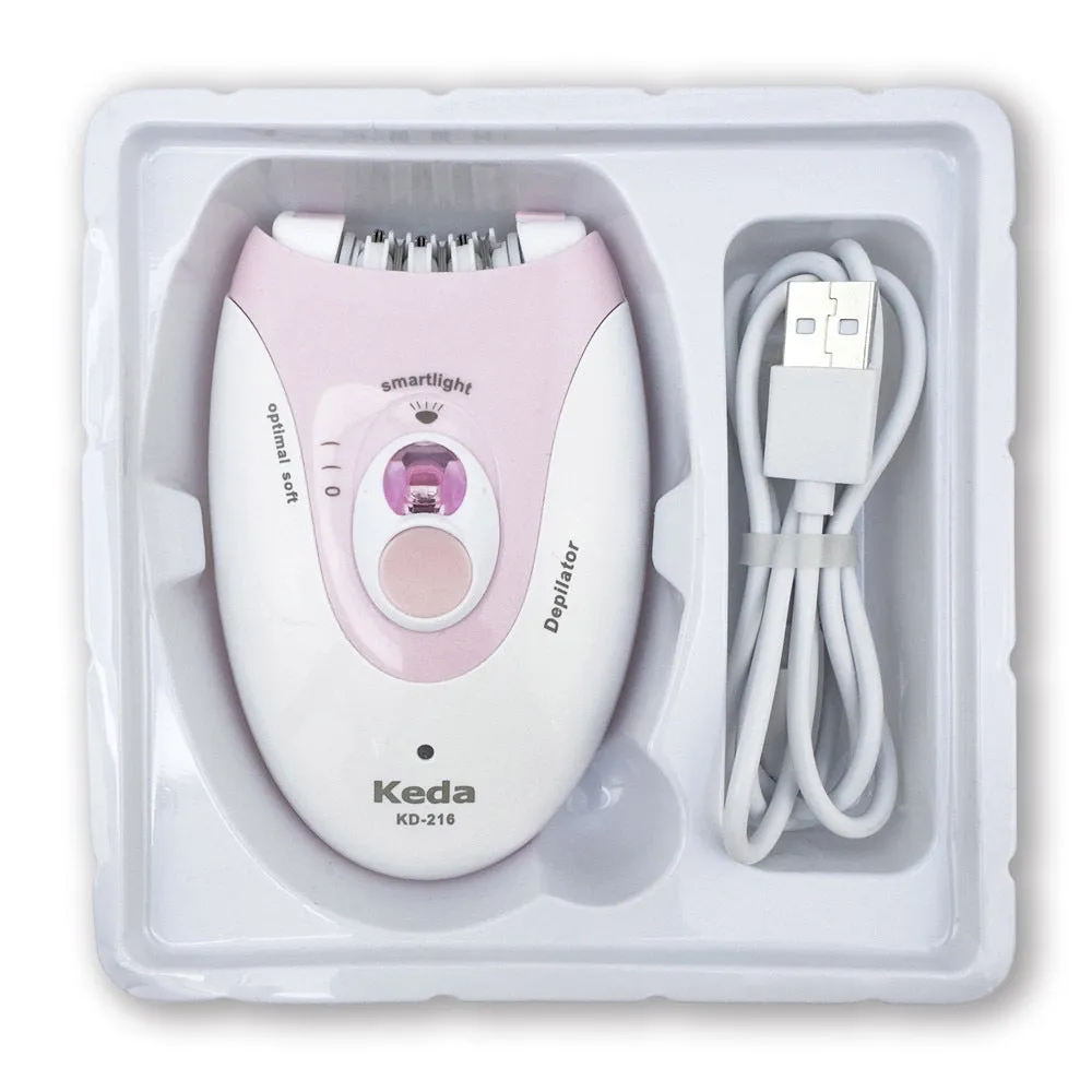 KEDA-216 coloured USB electric hair removal device with brush and charger