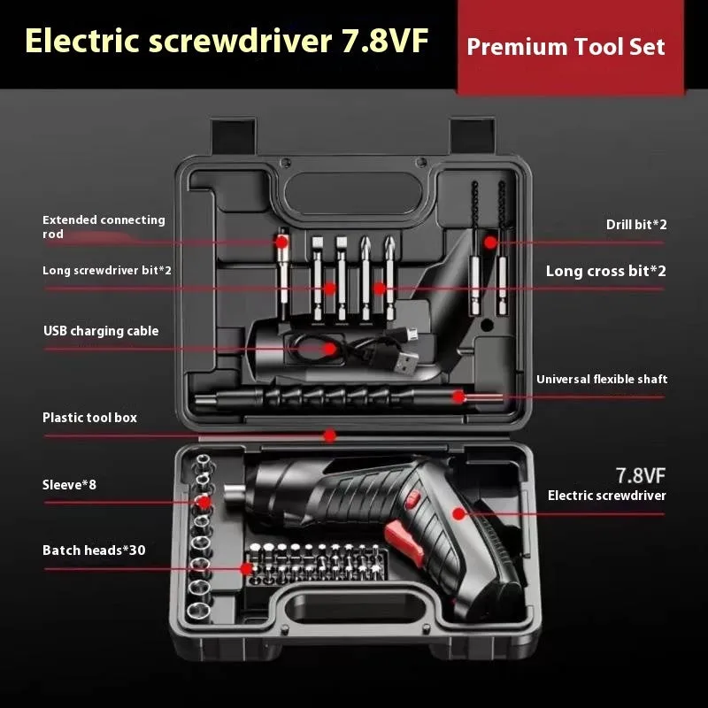 Compact electric screwdriver with lithium battery and utility bag for DIY tasks