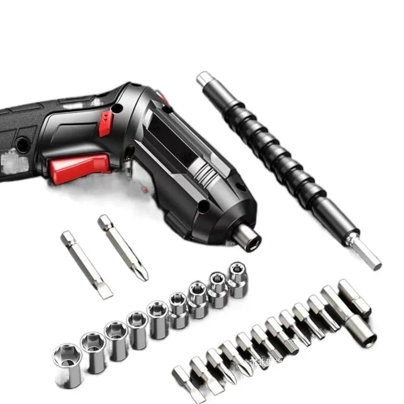 Compact electric screwdriver with lithium battery and utility bag for DIY tasks