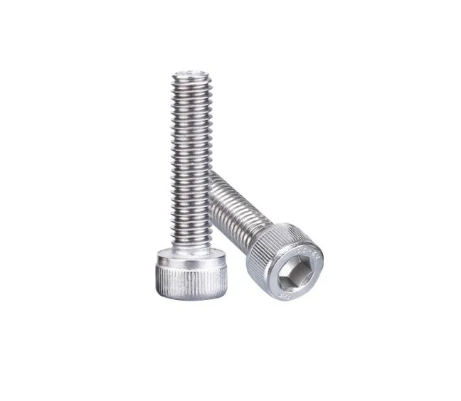 Stainless steel phono cartridge mounting kit with allen bolts, nuts, washers, and two allen keys on a white background.