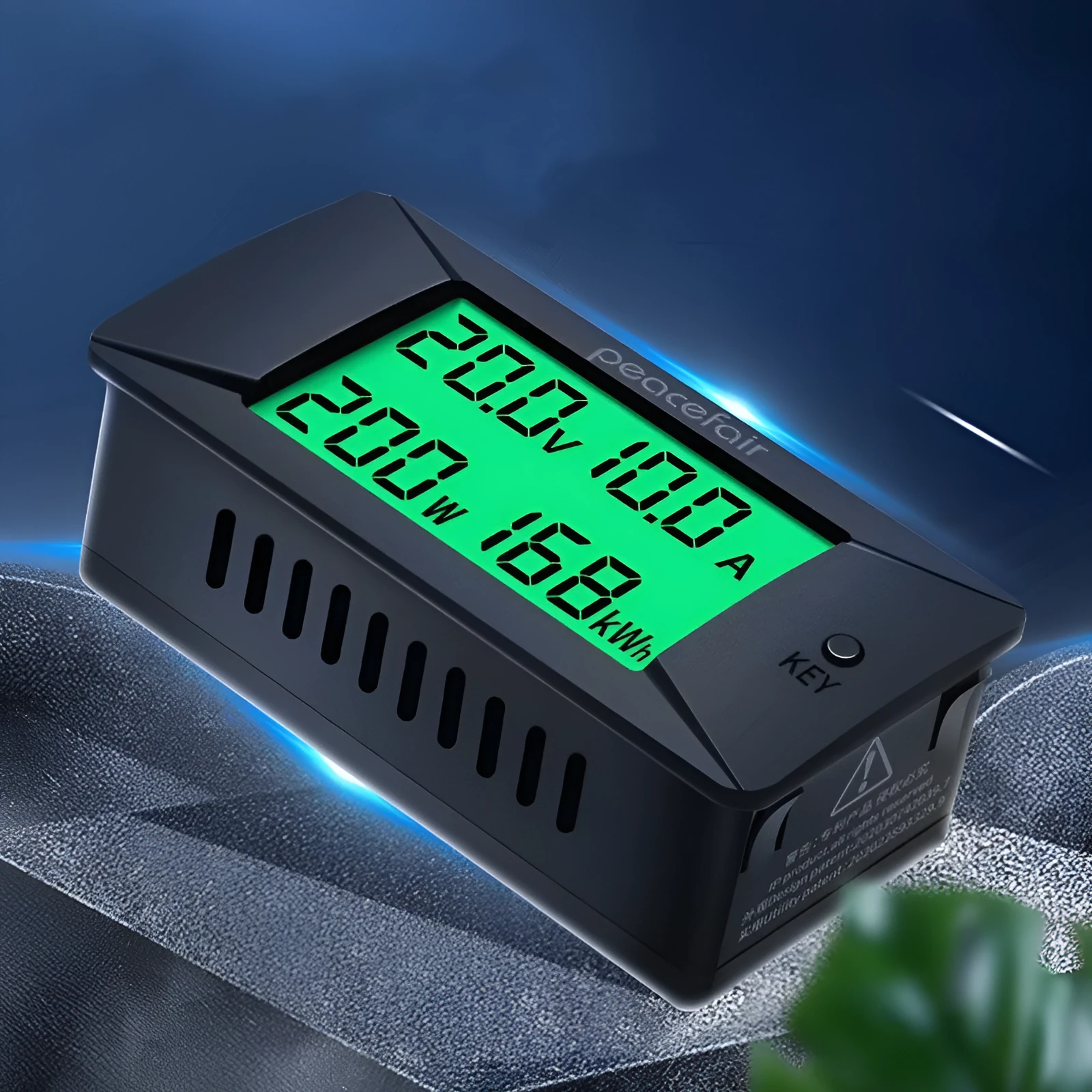 DC digital display voltmeter and ammeter panel meter with wiring on a white background