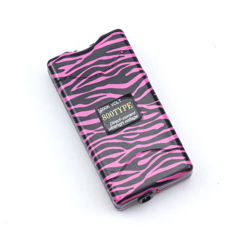 Female self-defence multi-function plastic flashlight in purple, white, rose, blue, red, and pink colour options.