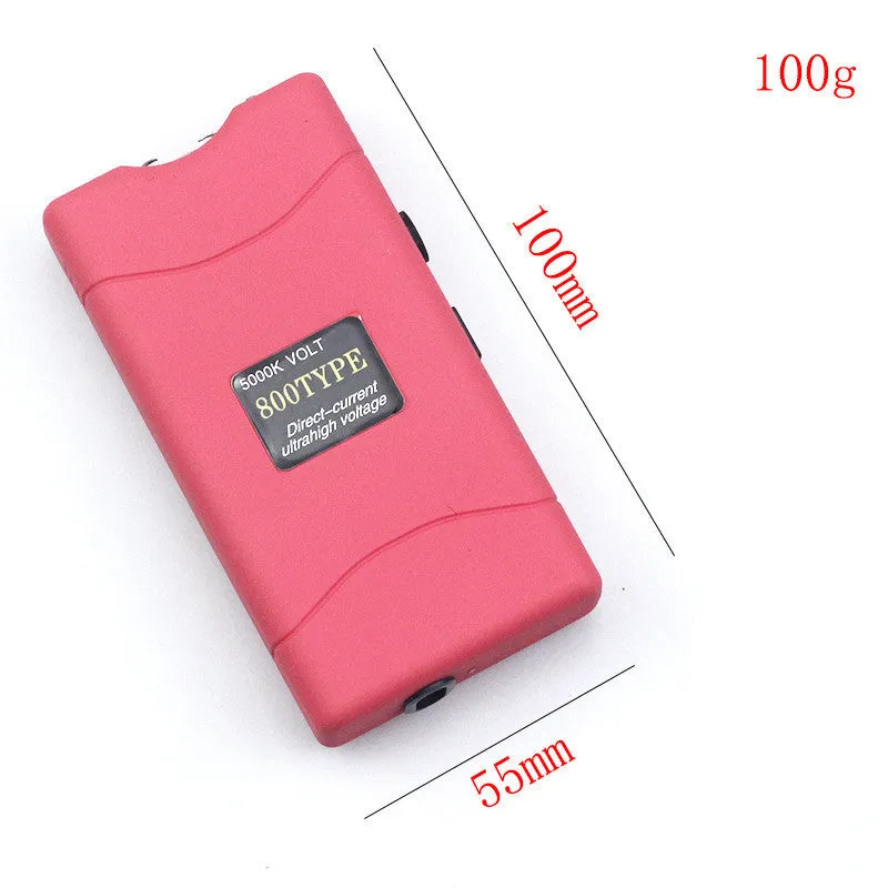 Female self-defence multi-function plastic flashlight in purple, white, rose, blue, red, and pink colour options.