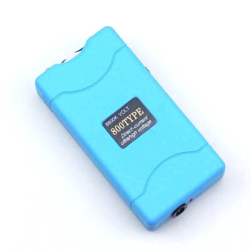 Female self-defence multi-function plastic flashlight in purple, white, rose, blue, red, and pink colour options.