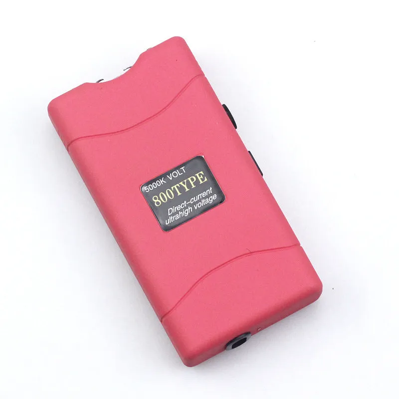 Female self-defence multi-function plastic flashlight in purple, white, rose, blue, red, and pink colour options.