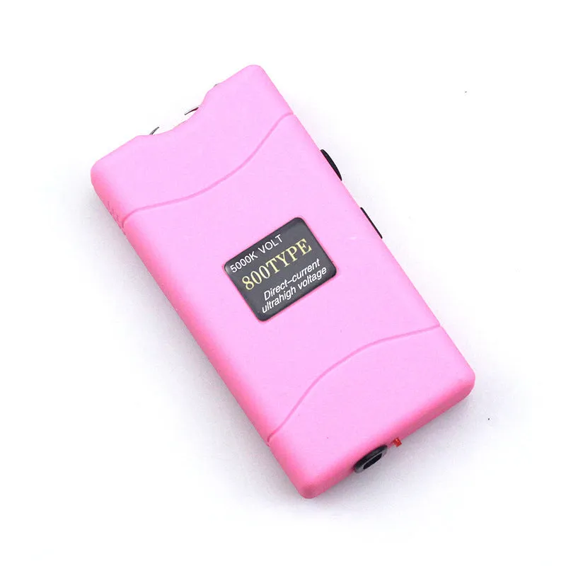 Female self-defence multi-function plastic flashlight in purple, white, rose, blue, red, and pink colour options.