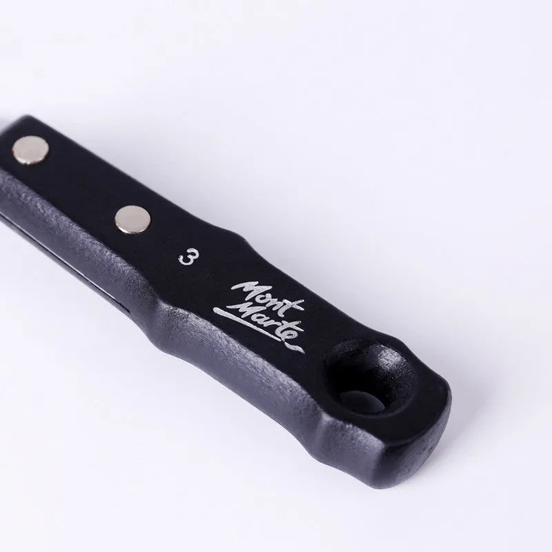 Three stainless steel palette knives for oil and acrylic painting with different blade sizes