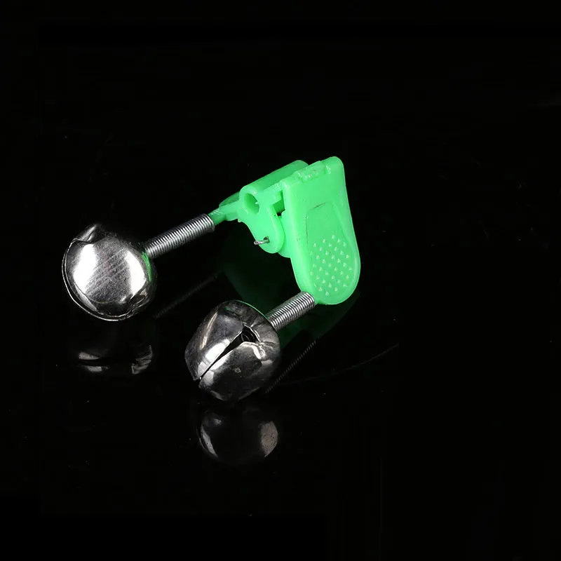 Set of ABS plastic and metal fishing rod alarm bells with a multi-function jack for night fishing.
