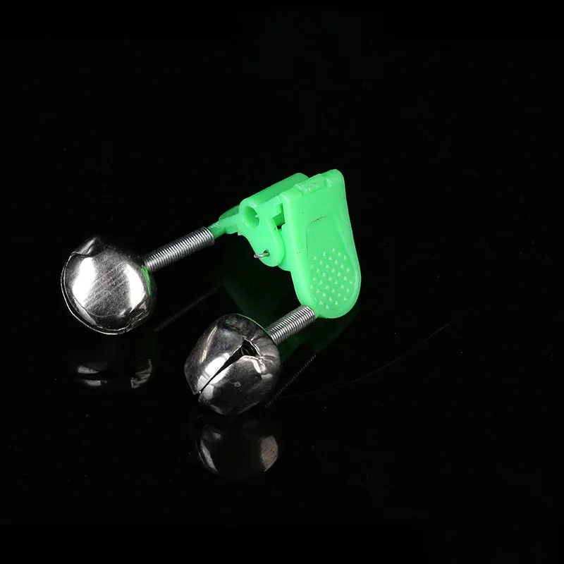 Set of ABS plastic and metal fishing rod alarm bells with a multi-function jack for night fishing.