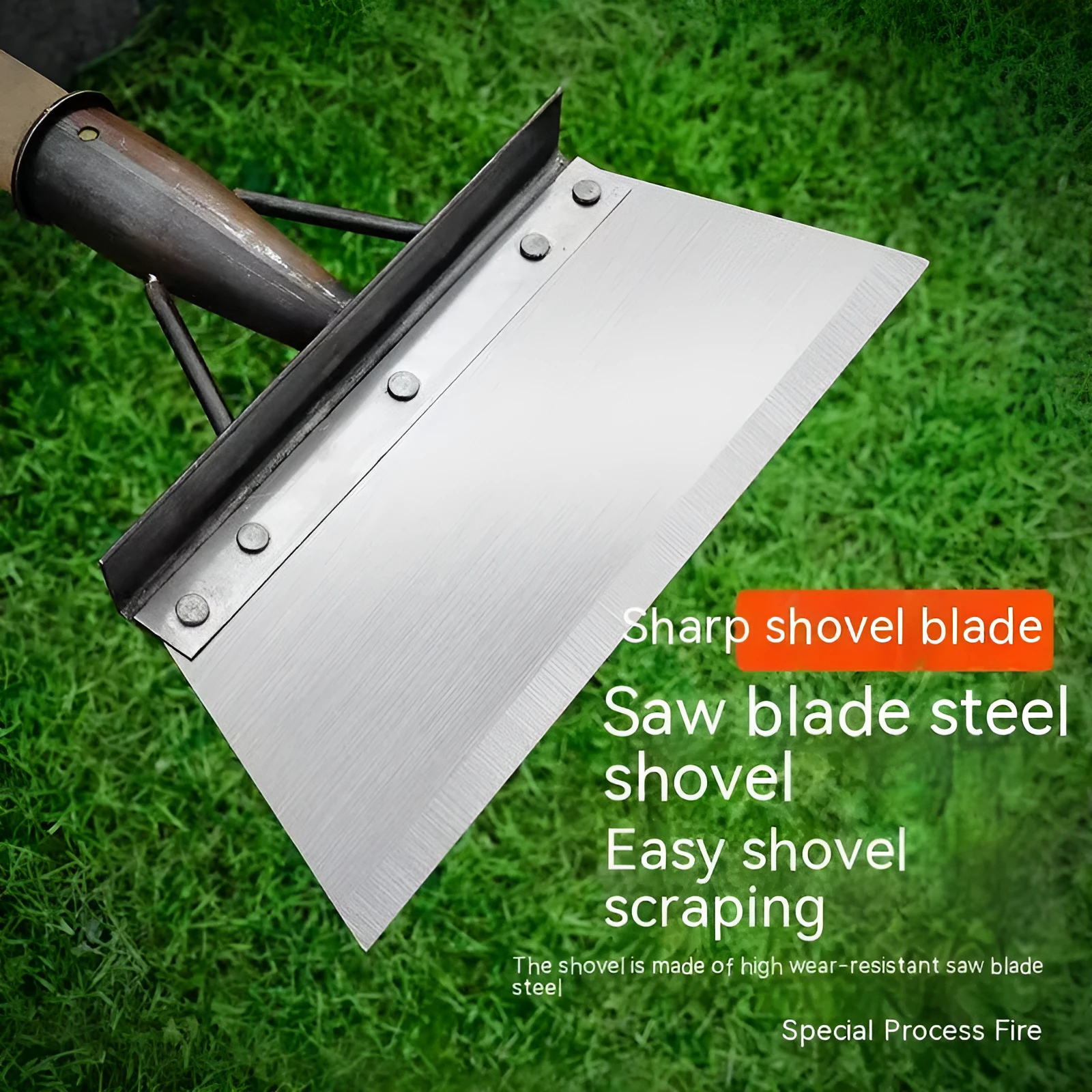 Manganese steel thickened cleaning shovel with tool steel construction in five size options