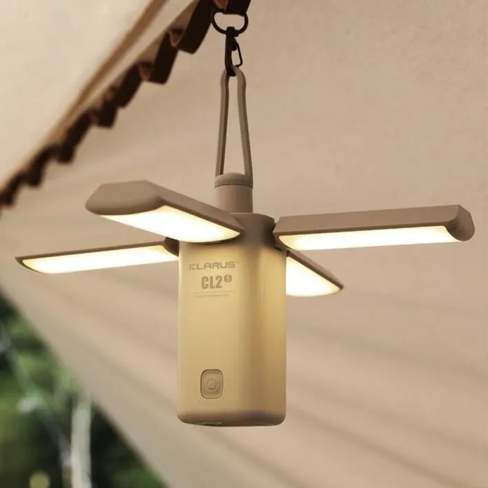 Outdoor rechargeable campsite LED lamp in white or green with USB charging cable