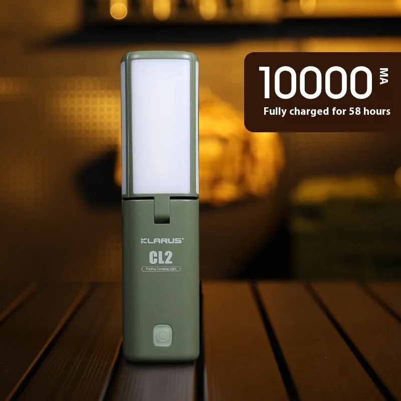 Outdoor rechargeable campsite LED lamp in white or green with USB charging cable